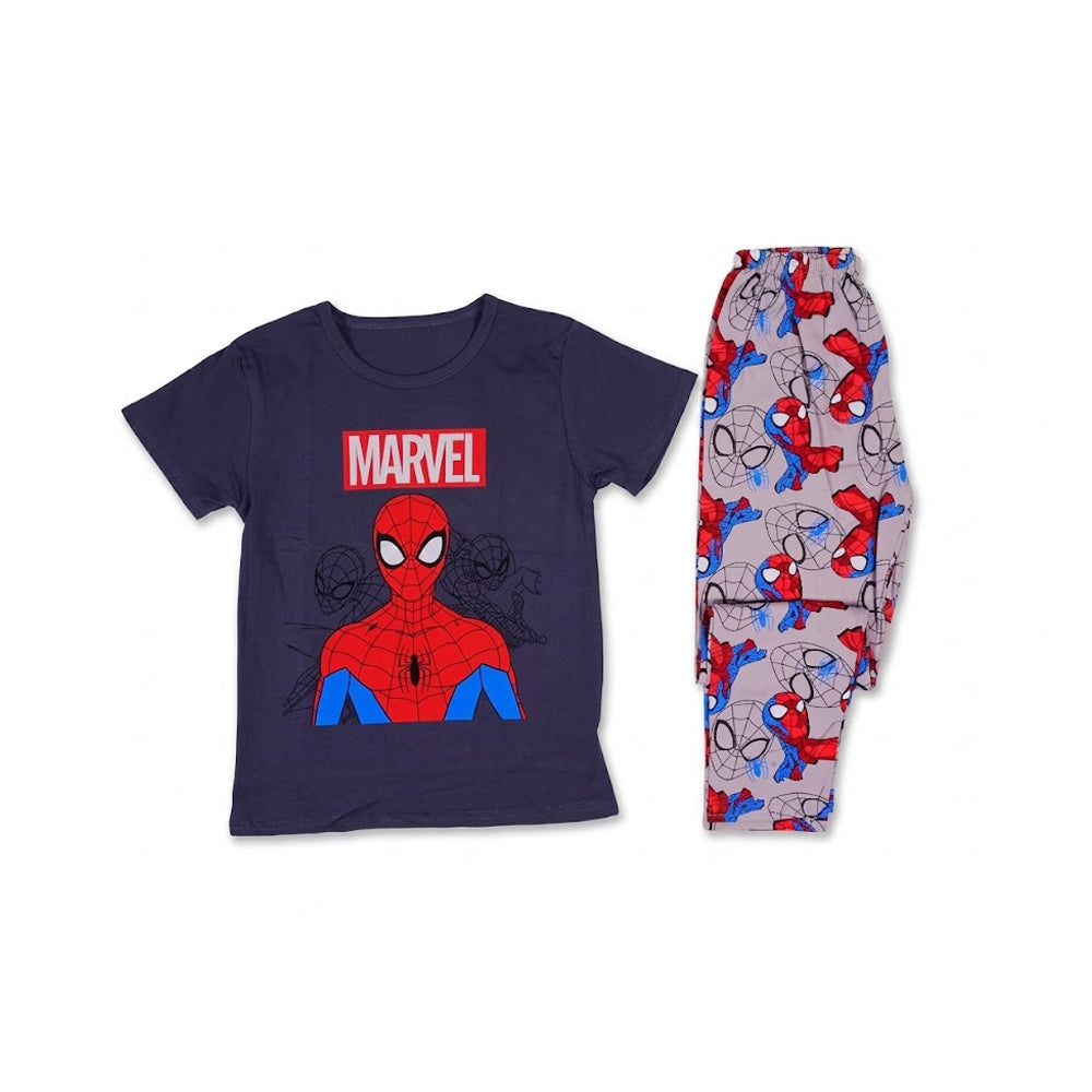 BOYS S/S 2PC SLEEPING SUIT ROUND NECK 7-8YEAR D-GREY NO-30 I Default Title - MamasJan KidsWear