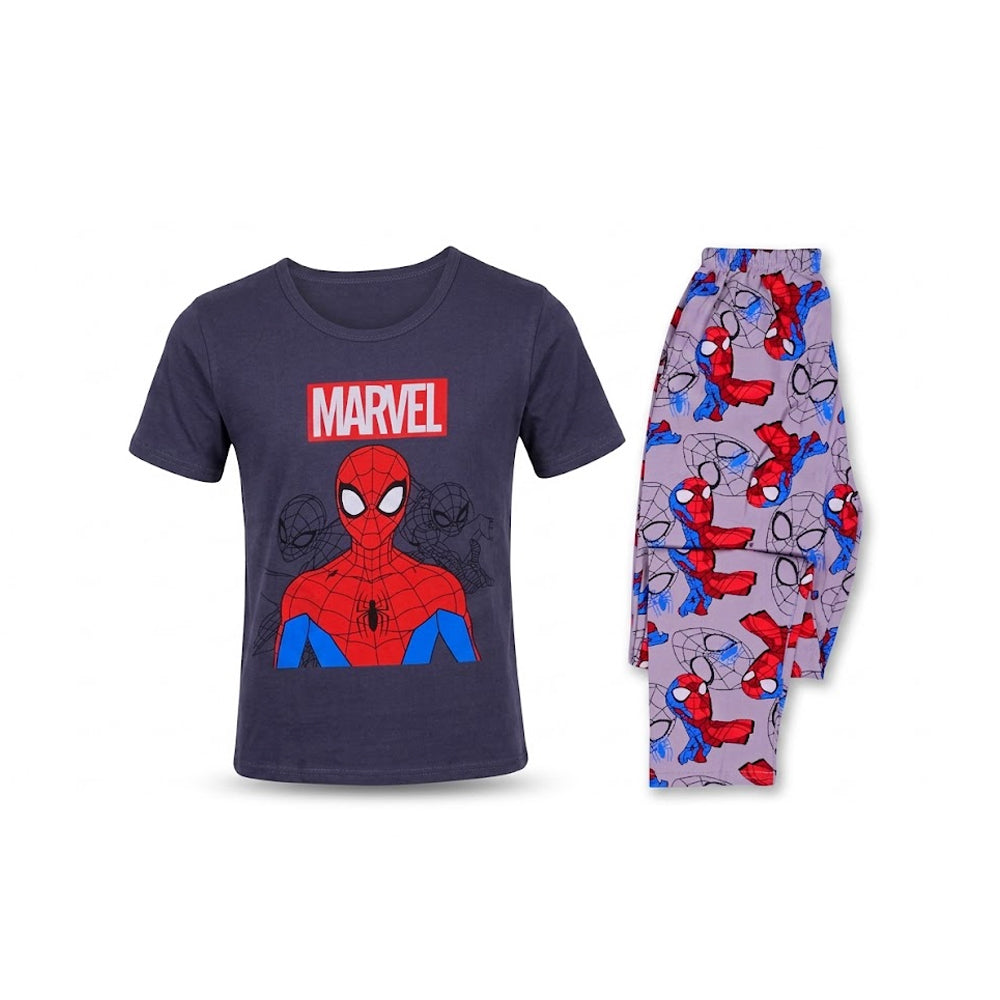BOYS S/S 2PC SLEEPING SUIT ROUND NECK 8-9YEAR D-GREY NO-30 I Default Title - MamasJan KidsWear