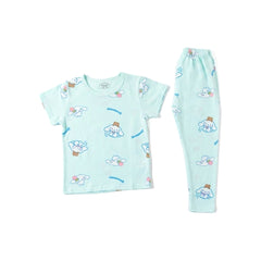 GIRLS S/S 2PC SLEEPING SUIT ROUND NECK 3-4YEAR C-GREEN NO-31 Default Title - MamasJan KidsWear