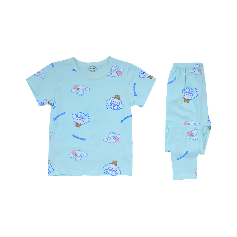 GIRLS S/S 2PC SLEEPING SUIT ROUND NECK 4-5YEAR C-GREEN NO-31 Default Title - MamasJan KidsWear