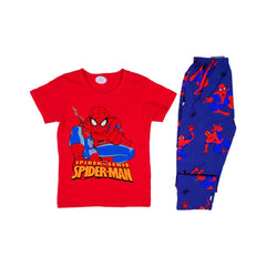BOYS S/S 2PC SLEEPING SUIT ROUND NECK 4-5YEAR RED NO-32 IR-2 Default Title - MamasJan KidsWear