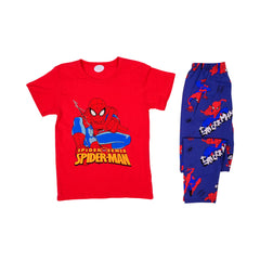 BOYS S/S 2PC SLEEPING SUIT ROUND NECK 7-8YEAR RED NO-32 IR-2 Default Title - MamasJan KidsWear