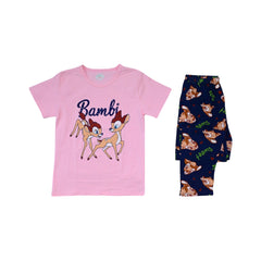 GIRLS S/S 2PC SLEEPING SUIT ROUND NECK 7-8YEAR PINK NO-35 IR Default Title - MamasJan KidsWear