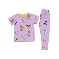 GIRLS S/S 2PC SLEEPING SUIT ROUND NECK 4-5YEAR L-PURPLE NO-3 Default Title - MamasJan KidsWear
