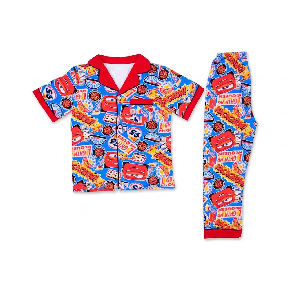 BOYS S/S 2PC SLEEPING SUIT F/O 5-6YEAR RED NO-39 IR-26 Default Title - MamasJan KidsWear