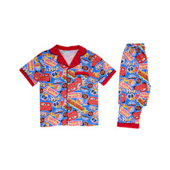 BOYS S/S 2PC SLEEPING SUIT F/O 8-9YEAR RED NO-39 IR-26 Default Title - MamasJan KidsWear