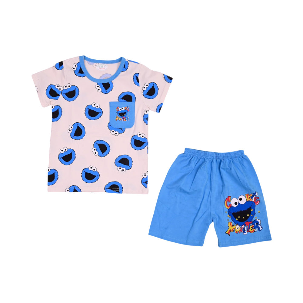 BOYS S/S 2PC KNICKER SUIT 3-4YEAR L-GREY/BLUE NO-51 IR-26 Default Title - MamasJan KidsWear
