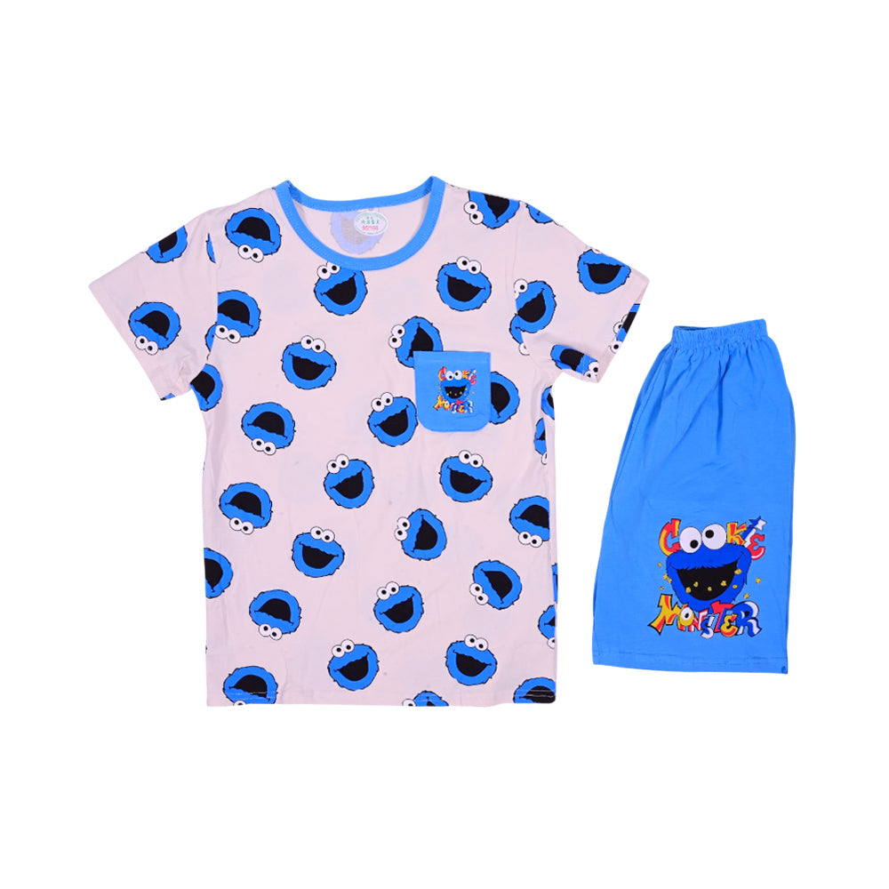 BOYS S/S 2PC KNICKER SUIT 8-9YEAR L-GREY/BLUE NO-51 IR-26 Default Title - MamasJan KidsWear