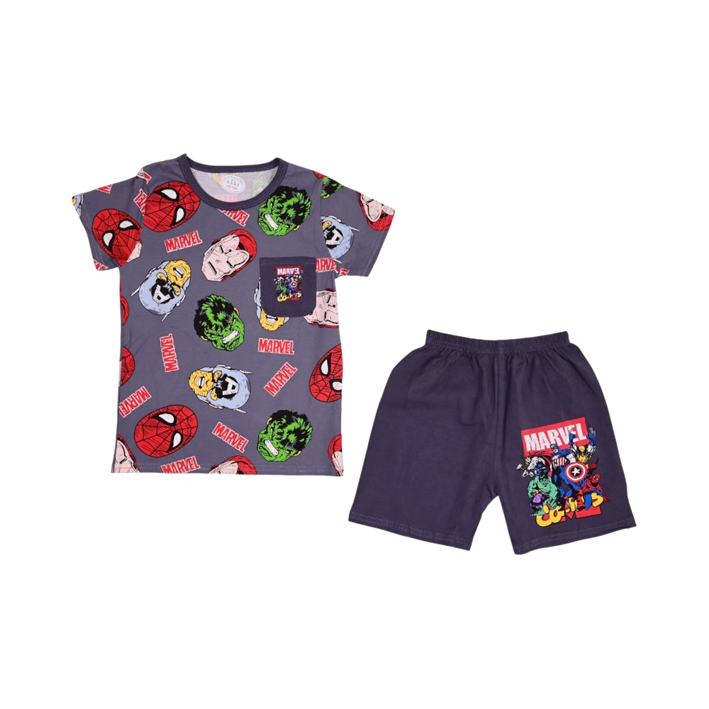 BOYS S/S 2PC KNICKER SUIT 4-5YEAR D-GREY NO-52 IR-26 Default Title - MamasJan KidsWear