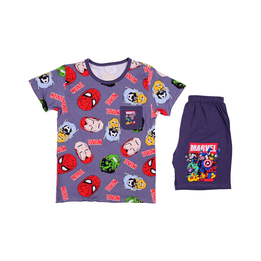 BOYS S/S 2PC KNICKER SUIT 7-8YEAR D-GREY NO-52 IR-26 Default Title - MamasJan KidsWear