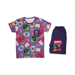 BOYS S/S 2PC KNICKER SUIT 8-9YEAR D-GREY NO-52 IR-26 Default Title - MamasJan KidsWear