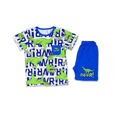 BOYS S/S 2PC KNICKER SUIT 7-8YEAR R-BLUE PRINT NO-53 IR-26 Default Title - MamasJan KidsWear