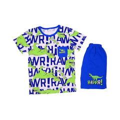 BOYS S/S 2PC KNICKER SUIT 8-9YEAR R-BLUE PRINT NO-53 IR-26 Default Title - MamasJan KidsWear
