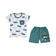 GIRLS S/S 2PC KNICKER SUIT 12-18M GREEN PRINTED NO-55 IR-26 Default Title - MamasJan KidsWear
