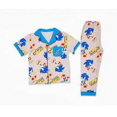 BOYS S/S 2PC SLEEPING SUIT F/O 4-5YEAR GREY BLUE NO-1 IR-26 Default Title - MamasJan KidsWear