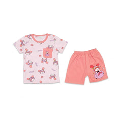 GIRLS S/S 2PC KNICKER SUIT 3-4YEAR PINK NO-56 IR-26 Default Title - MamasJan KidsWear