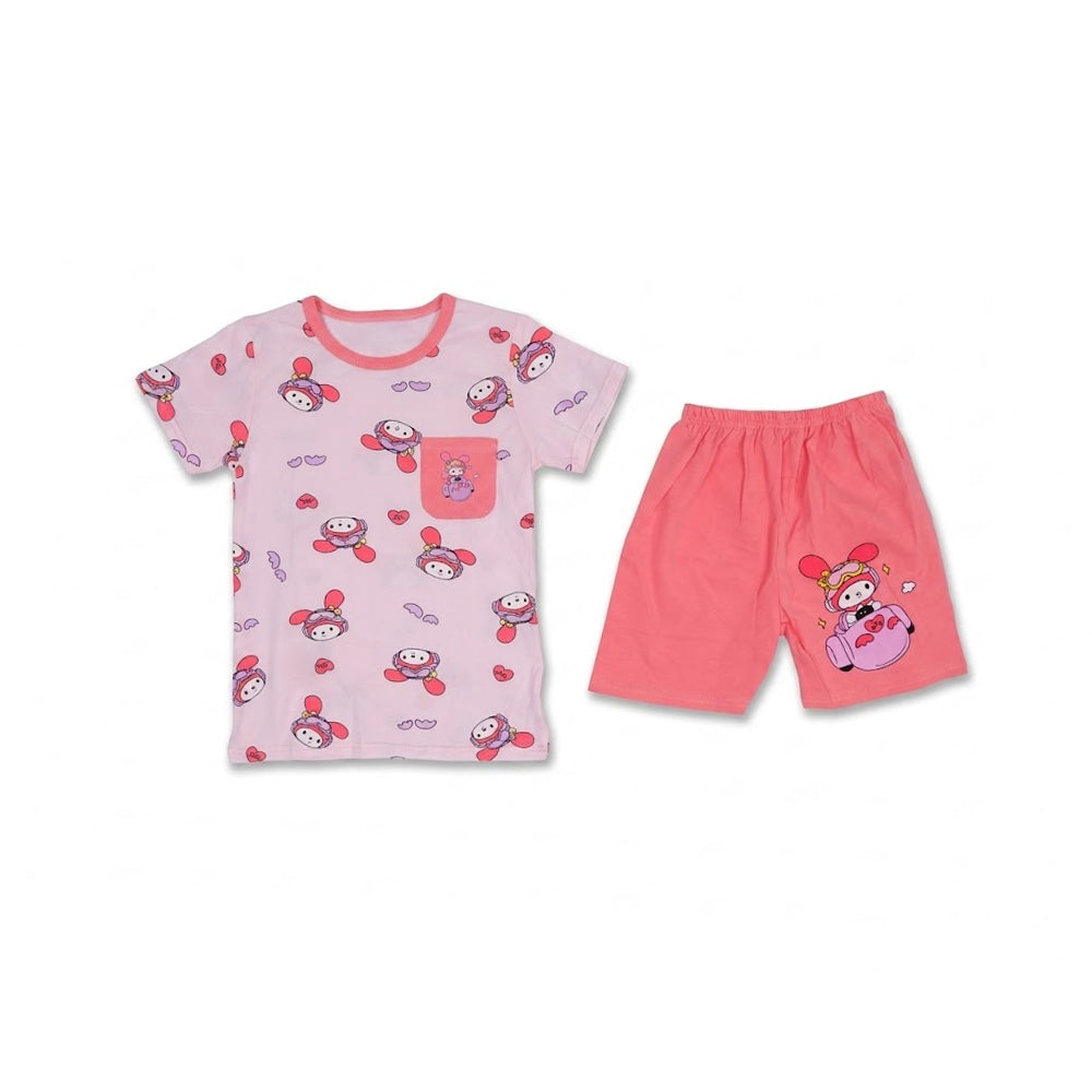 GIRLS S/S 2PC KNICKER SUIT 5-6YEAR PINK NO-56 IR-26 Default Title - MamasJan KidsWear