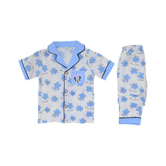 GIRLS S/S 2PC SLEEPING SUIT F/O 18-24M BLUE PRINTED NO-57 IR Default Title - MamasJan KidsWear