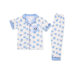 GIRLS S/S 2PC SLEEPING SUIT F/O 4-5YEAR BLUE PRINTED NO-57 I Default Title - MamasJan KidsWear