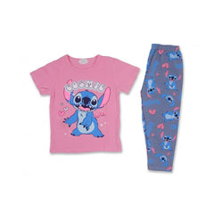 GIRLS S/S 2PC SLEEPING SUIT ROUND NECK 2-3YEAR PINK NO-41 IR Default Title - MamasJan KidsWear