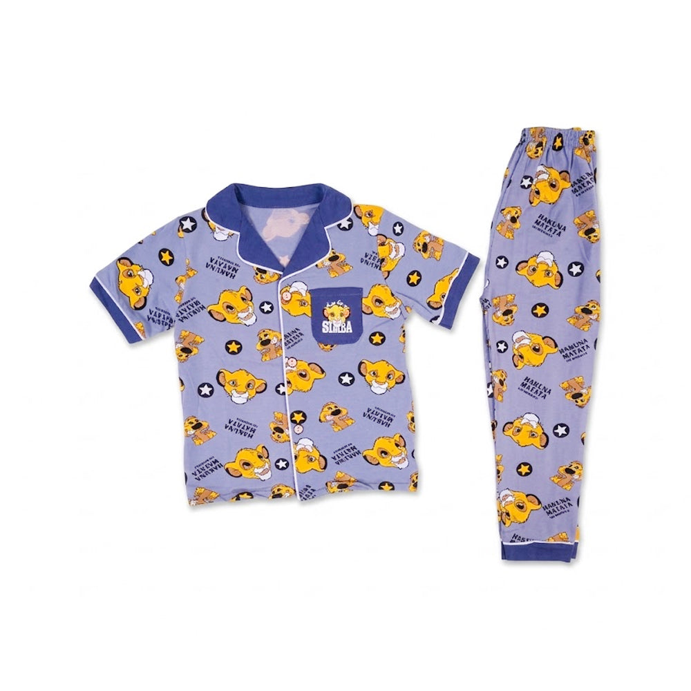 BOYS S/S 2PC SLEEPING SUIT F/O 5-6YEAR GREY NO-46 IR-26 Default Title - MamasJan KidsWear