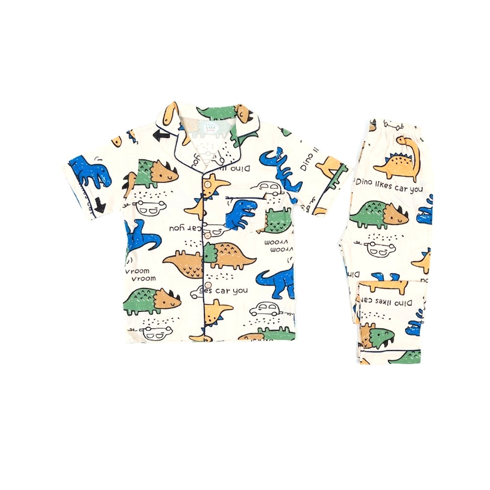 BOYS S/S 2PC SLEEPING SUIT F/O 6-7YEAR OFF WHITE NO-47 IR-26 Default Title - MamasJan KidsWear