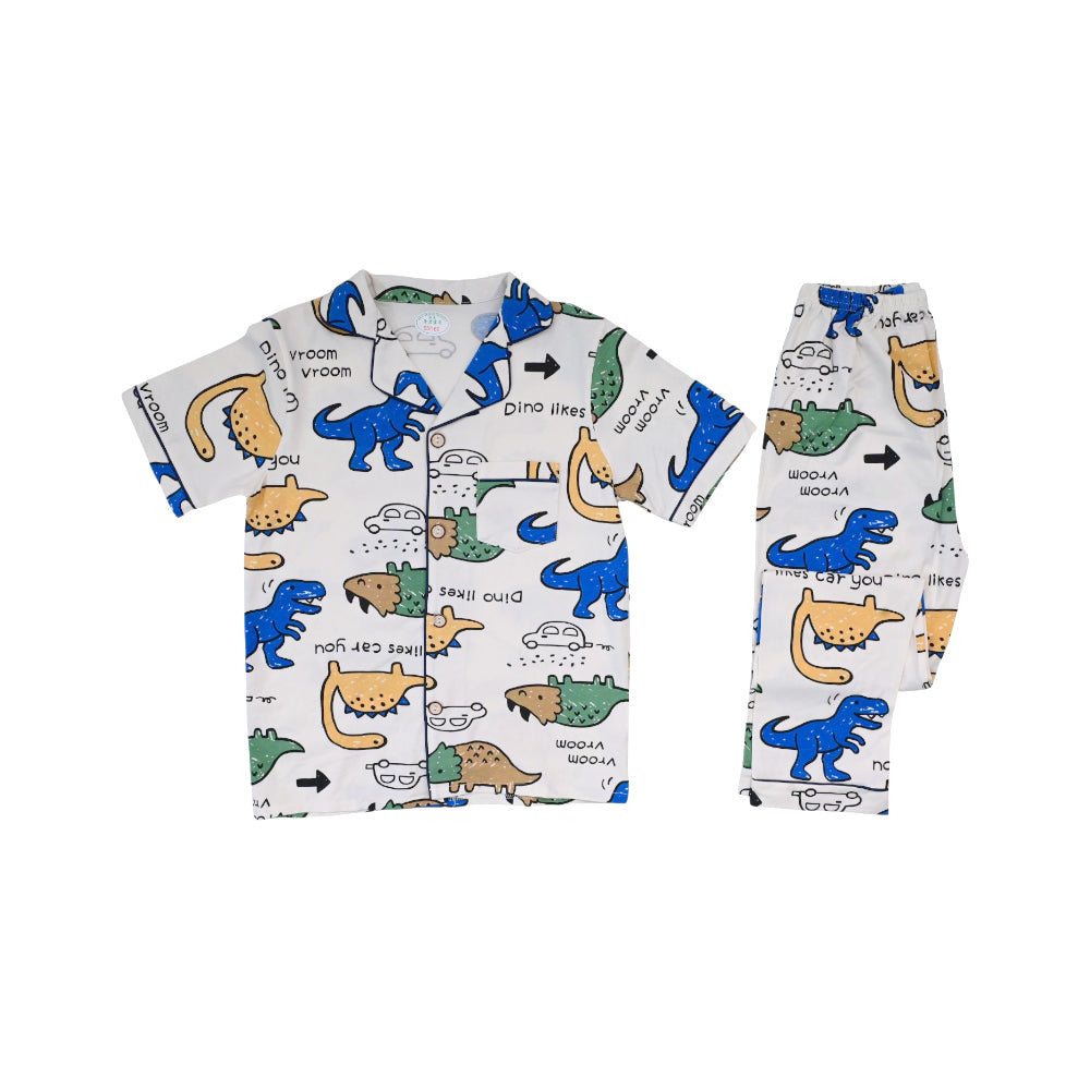 BOYS S/S 2PC SLEEPING SUIT F/O 8-9YEAR OFF WHITE NO-47 IR-26 Default Title - MamasJan KidsWear
