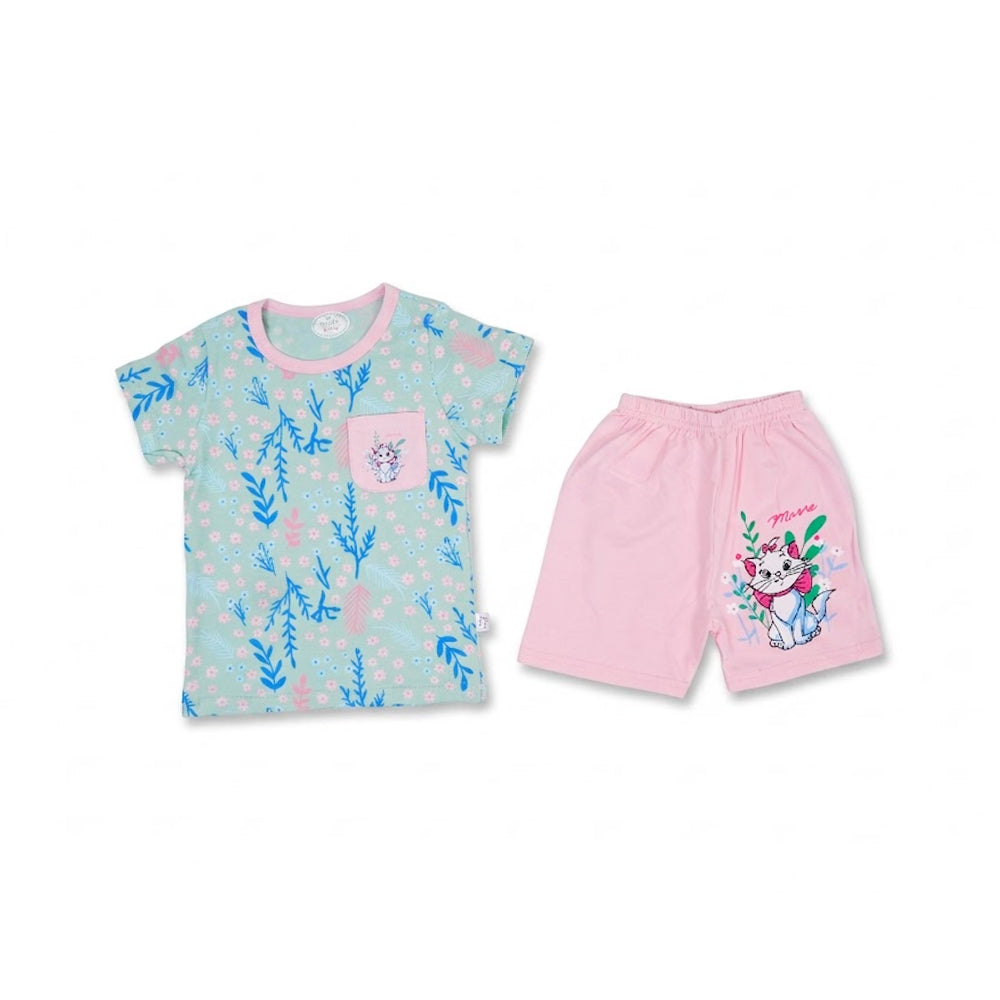 GIRLS S/S 2PC KNICKER SUIT 18-24M GREEN /PINK NO-49 IR-26 Default Title - MamasJan KidsWear