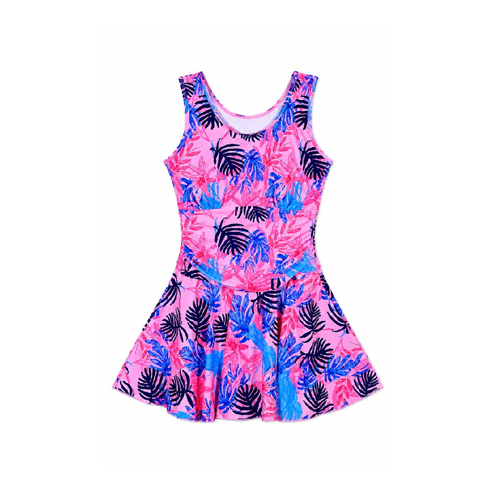 LADIES S/L SWIMMING COSTUME PINK TROPICAL 3XL IR-25 31626 Default Title - MamasJan KidsWear