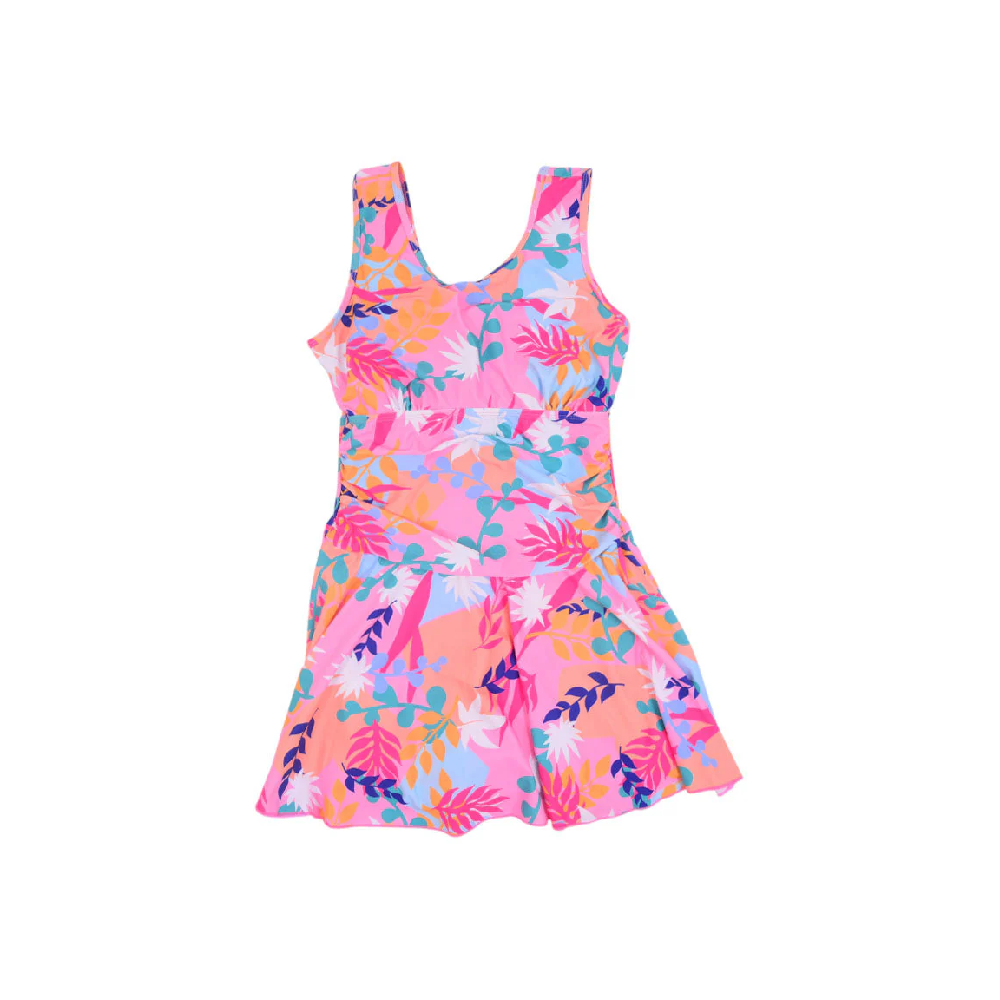 LADIES S/L SWIMMING COSTUME ORG TROPICAL 3XL IR-25 31626-2 Default Title - MamasJan KidsWear