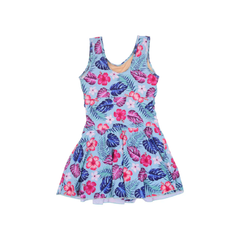 LADIES S/L SWIMMING COSTUME AQUA TROPICAL 6XL IR-25 31626-2 Default Title - MamasJan KidsWear