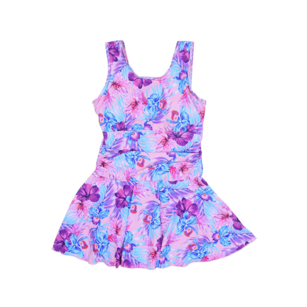 LADIES S/L SWIMMING COSTUME BABY-PINK TROPICAL LARGE IR-25 3 Default Title - MamasJan KidsWear