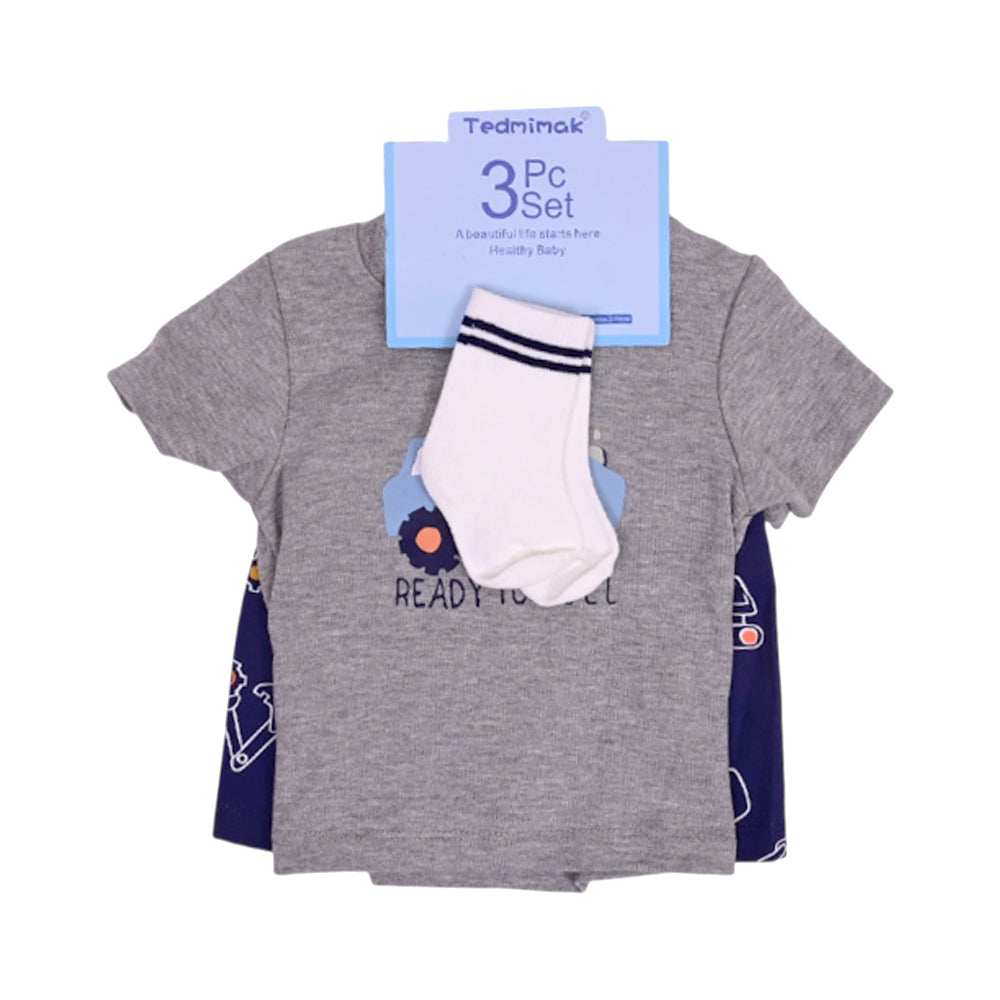 BOYS S/S 3PC KNICKER SUIT GREY 9-12M ZHS-26 NO-8 W.G Default Title - MamasJan KidsWear