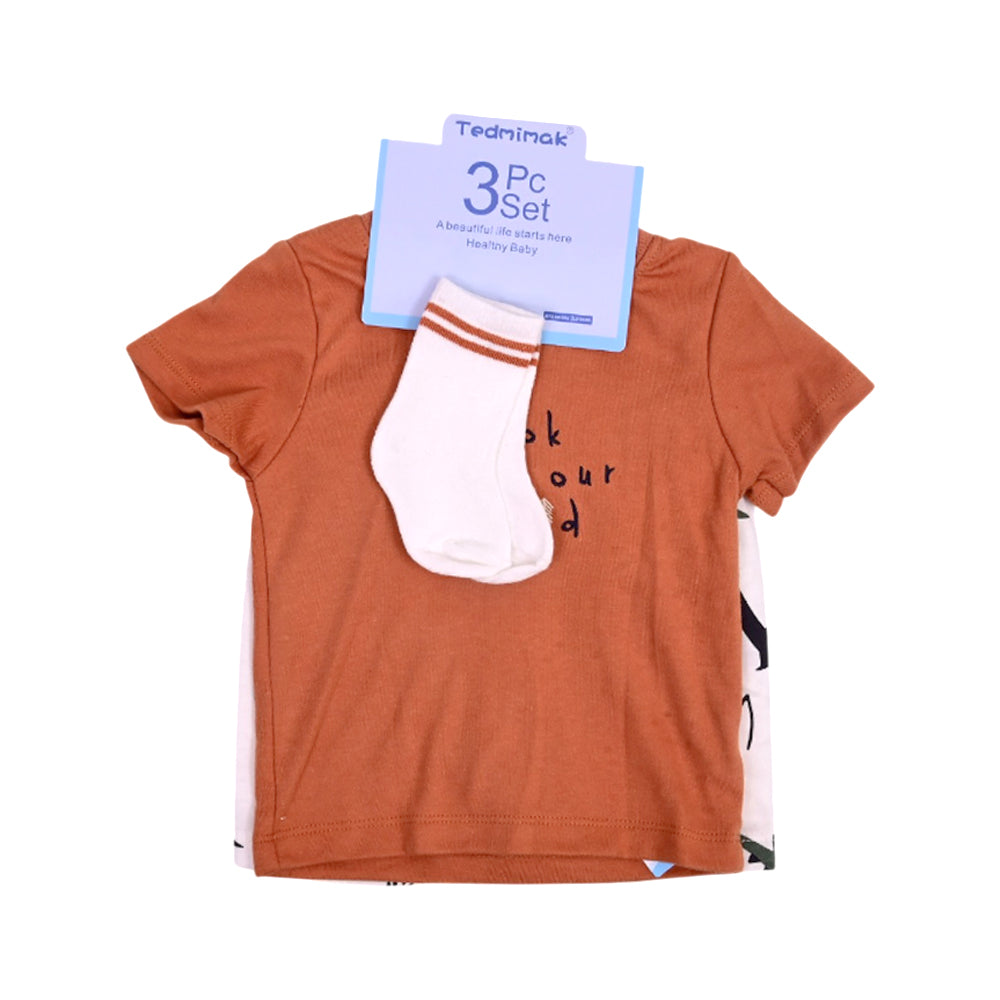 BOYS S/S 3PC KNICKER SUIT L-BROWN 12-18M ZHS-26 NO-8 W.G Default Title - MamasJan KidsWear