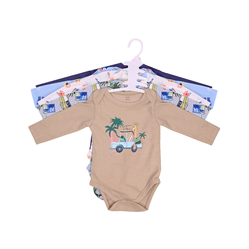 BOYS L/S 5PC BODY SUIT MULTI 9-12M ZHS-26 NO-10 W.G Default Title - MamasJan KidsWear