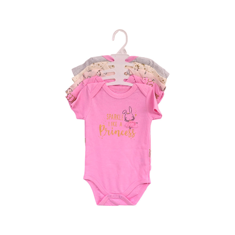 GIRLS S/S 5PC BODY SUIT MULTI 9-12M ZHS-26 NO-11 W.G Default Title - MamasJan KidsWear