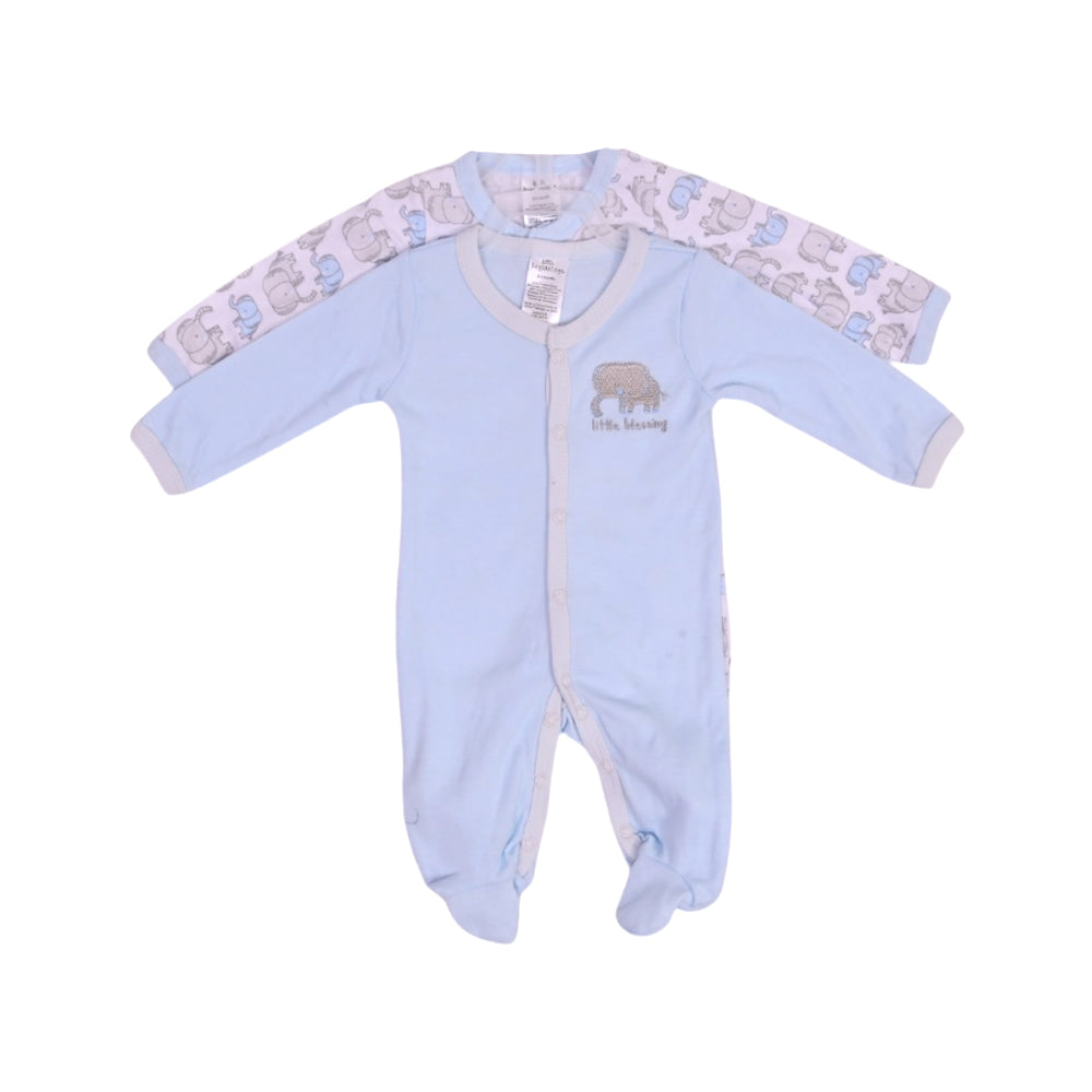 BOYS L/S 2PC ROMPER BLUE 0-3M ZHS-26 NO-13 W.G Default Title - MamasJan KidsWear