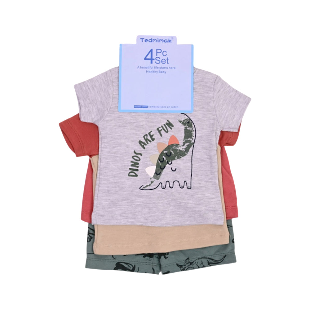 BOYS S/S 4PC KNICKER SUIT GREY 3-6M ZHS-26 NO-20 W.G Default Title - MamasJan KidsWear