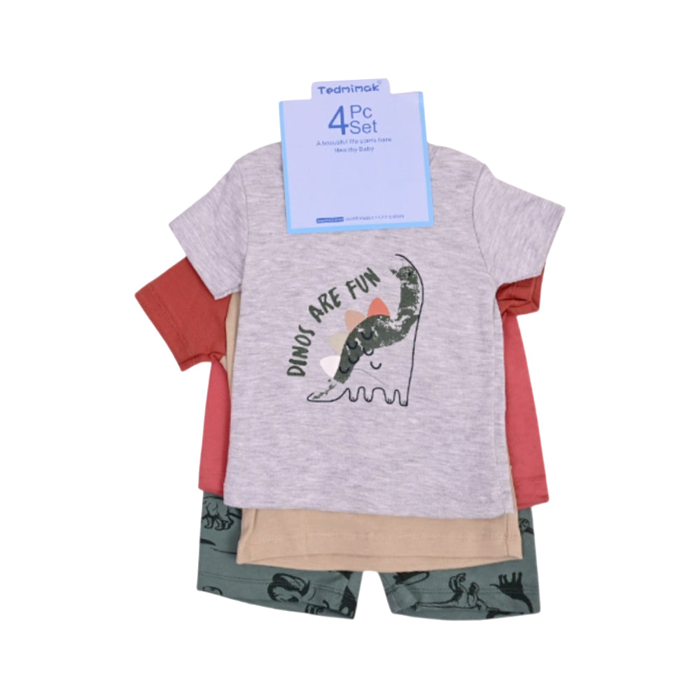 BOYS S/S 4PC KNICKER SUIT GREY 12-18M ZHS-26 NO-20 W.G Default Title - MamasJan KidsWear