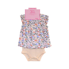 GIRLS CAP SLEEVE 3PC KNICKER SUIT YELLOW PRINTED 3-6M ZHS-26 Default Title - MamasJan KidsWear