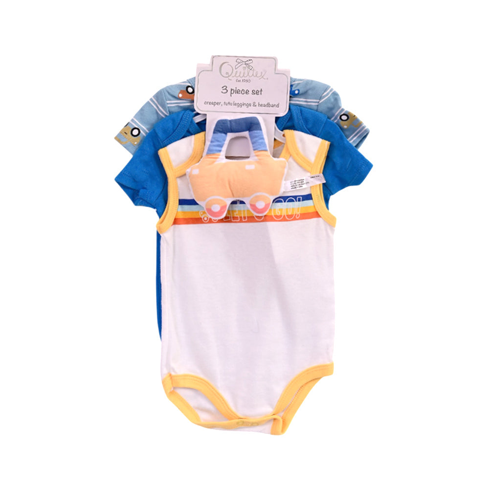 BOYS S/S 4PC BODY SUIT (B) MULTI 6-9M ZHS-26 NO-36 W.G Default Title - MamasJan KidsWear