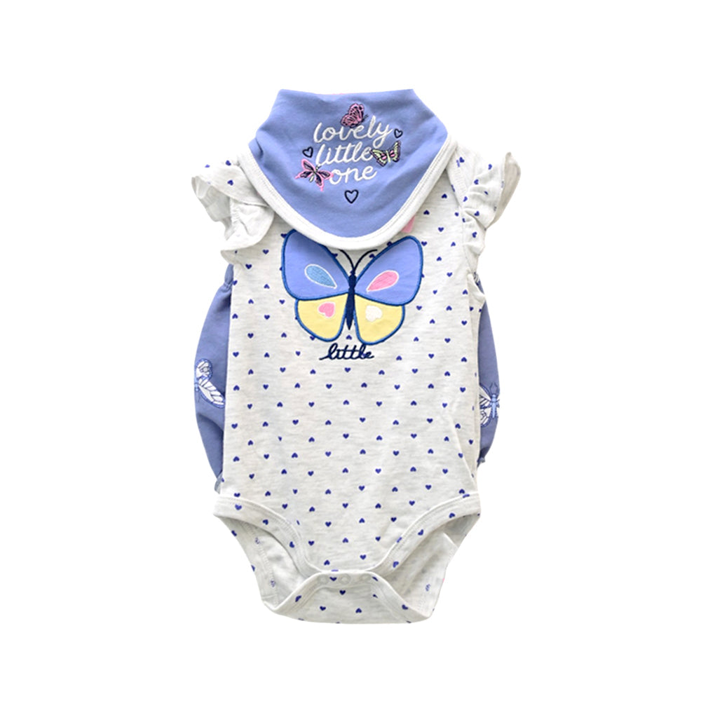 GIRLS S/S 3PC KNICKER SUIT BLUE PRINTED 9-12M ZHS-26 NO-30 W Default Title - MamasJan KidsWear