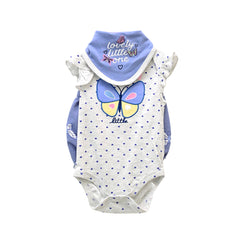 GIRLS S/S 3PC KNICKER SUIT BLUE PRINTED 9-12M ZHS-26 NO-30 W Default Title - MamasJan KidsWear