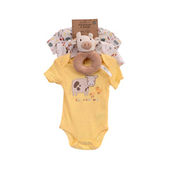 BOYS S/S 4PC BODY SUIT (C) MULTI 3-6M ZHS-26 NO-36 W.G Default Title - MamasJan KidsWear
