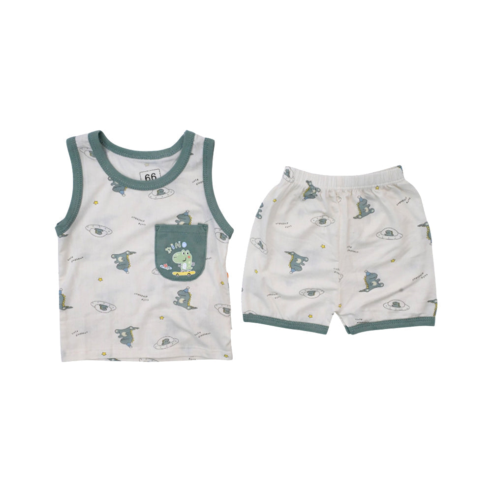 BOYS S/L 2PC KNICKER SUIT GREEN 3-6M ZHS-26 007 W.G Default Title - MamasJan KidsWear