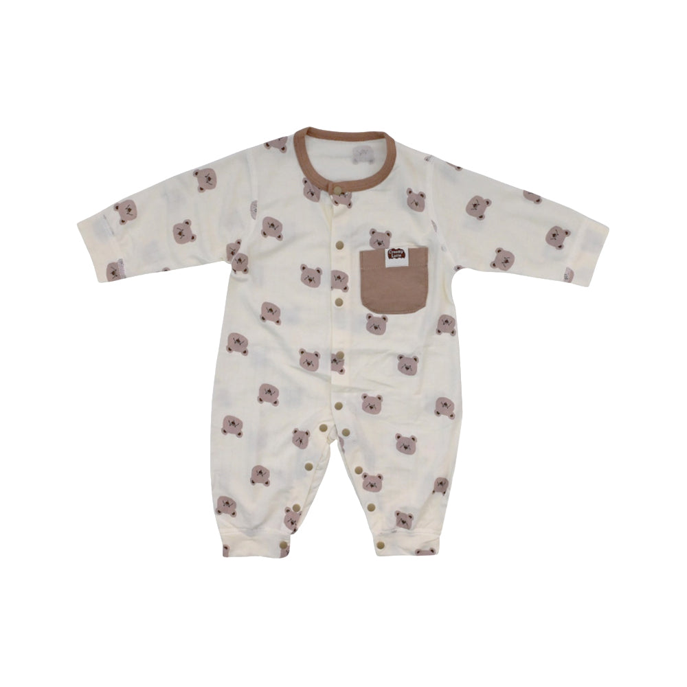 BOYS L/S PRINTED ROMPER L/W CREAM 0-3M ZHS-26 10 W.G Default Title - MamasJan KidsWear