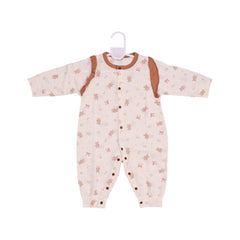 GIRLS L/S PRINTED ROMPER L/W CREAM 3-6M ZHS-26 10 W.G Default Title - MamasJan KidsWear
