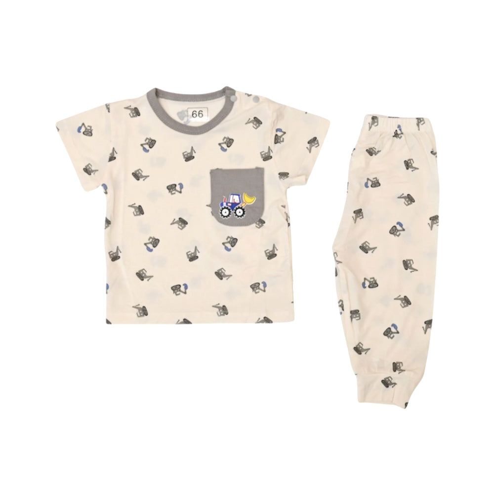 BOYS S/S 2PC PAJAMA SUIT GREY 0-3M ZHS-26 11 W.G Default Title - MamasJan KidsWear