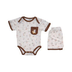 GIRLS S/S 2PC KNICKER SUIT BROWN 3-6M ZHS-26 12 W.G Default Title - MamasJan KidsWear