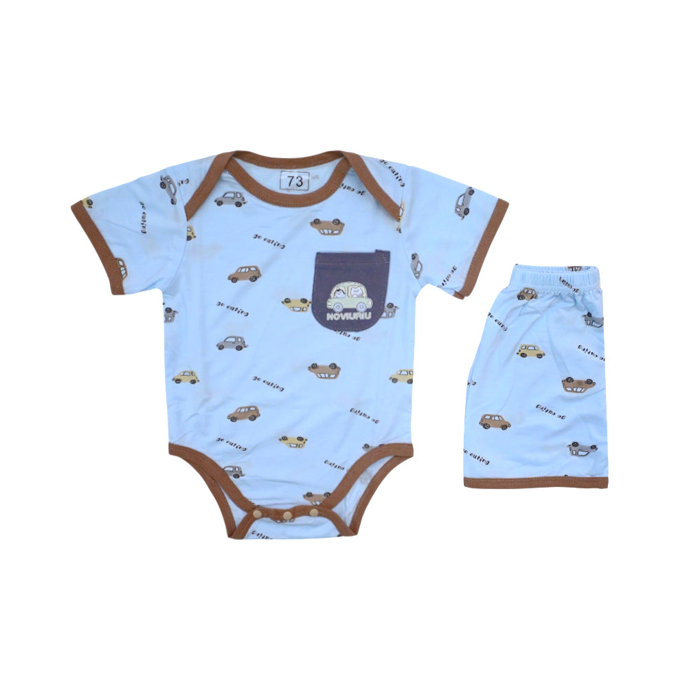 BOYS S/S 2PC KNICKER SUIT SKY BLUE 3-6M ZHS-26 12 W.G Default Title - MamasJan KidsWear